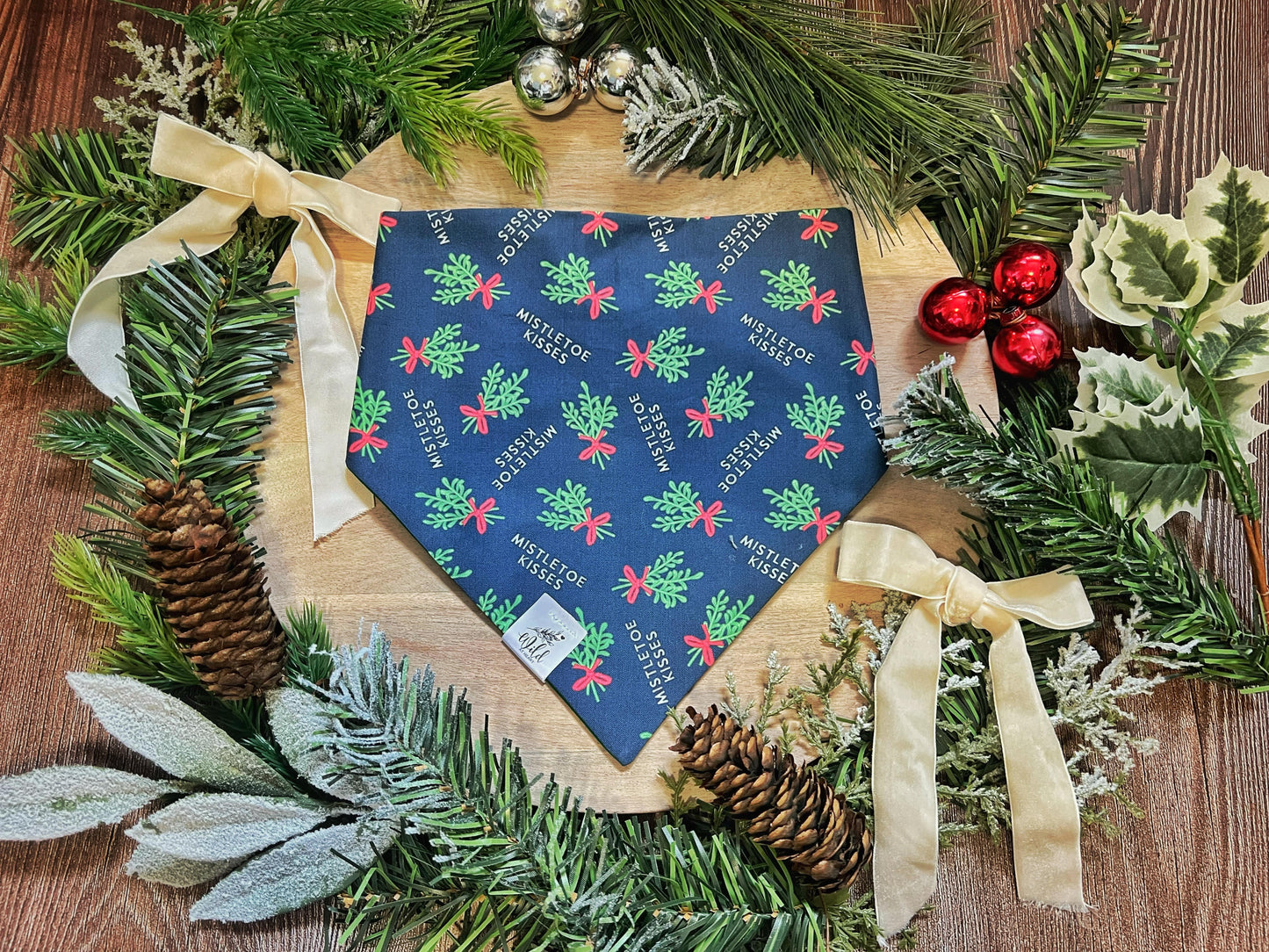 “Mistletoe Kisses” Pet Bandana