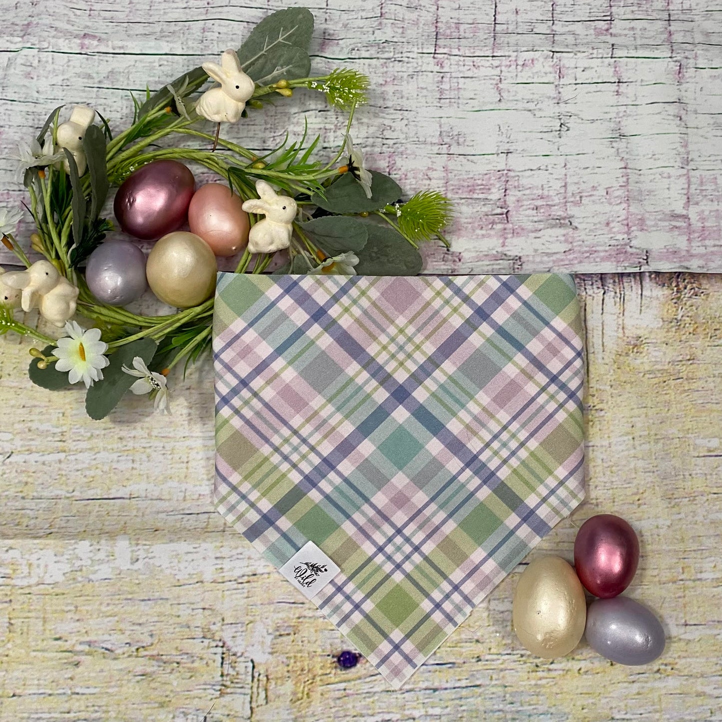 "Easter Pastel Plaid Parade” Pet Bandana