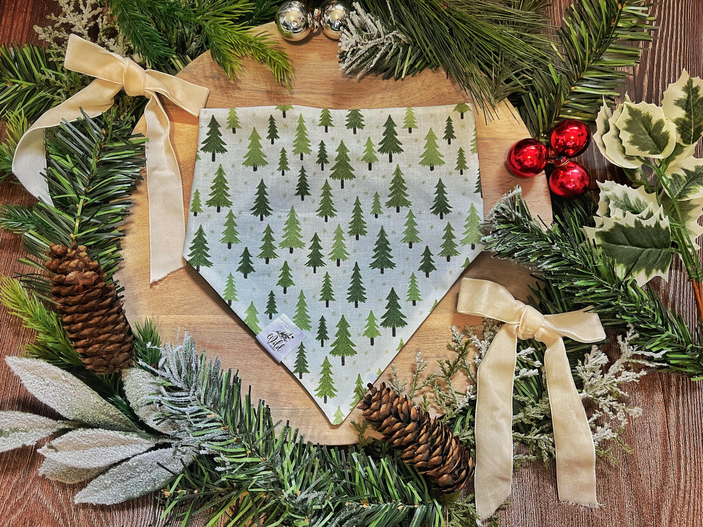 “Evergreen Wishes” Pet Bandana