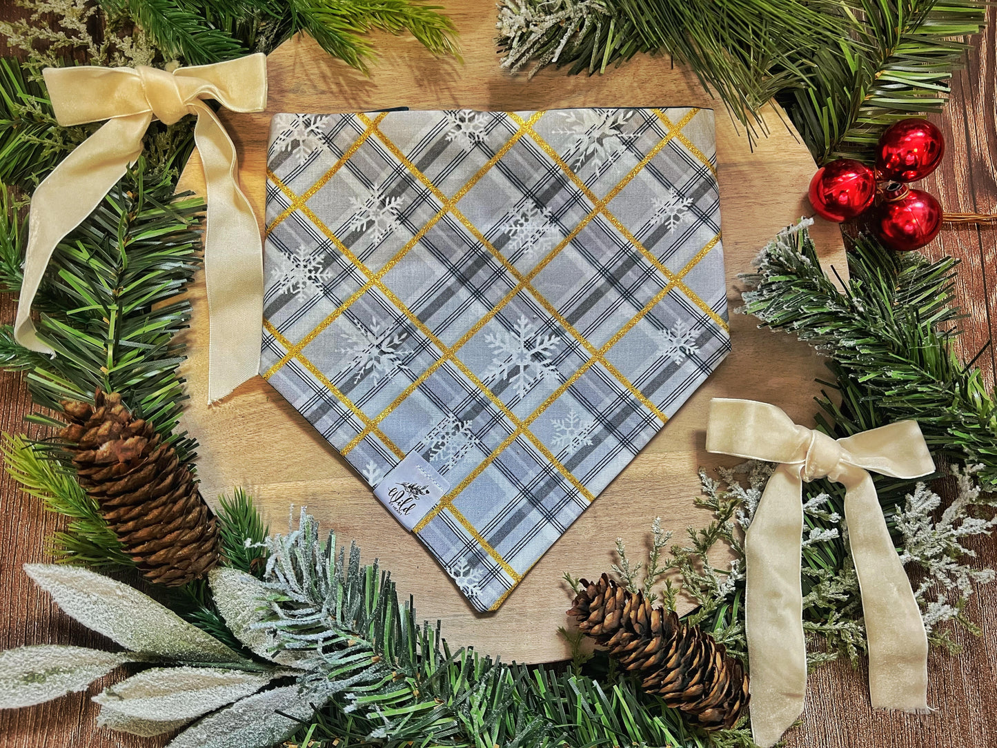 “Snowflake Shimmer” Pet Bandana