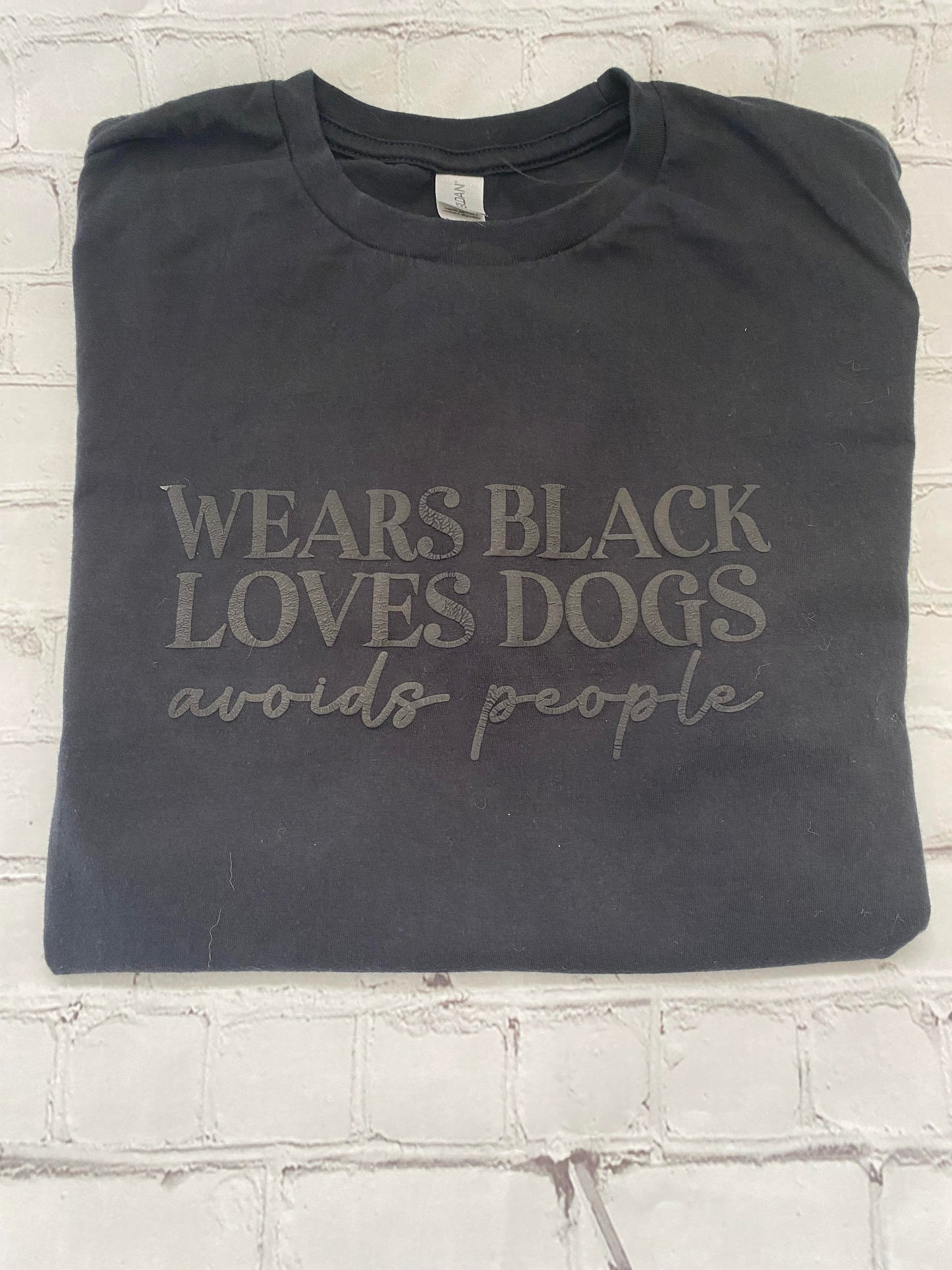 "Wears Black, Loves Dogs" Graphic T-Shirt