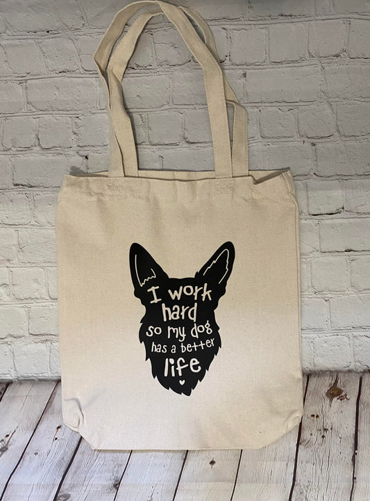 "I Work Hard" Tote Bag