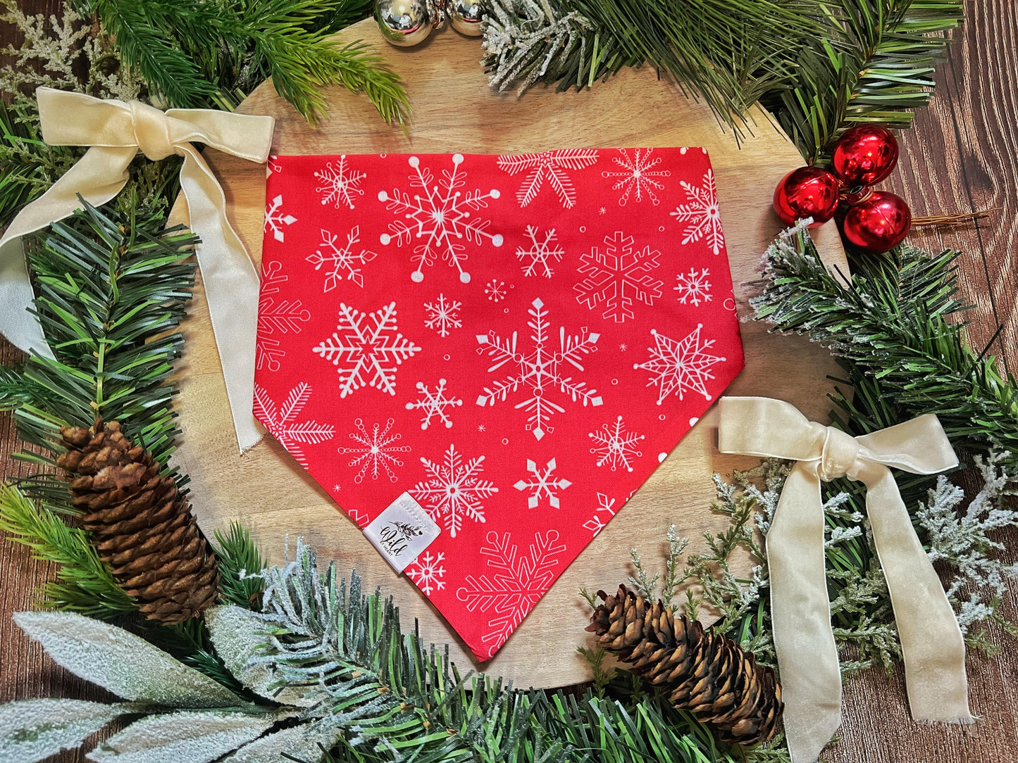 “Crimson Snowfall” Pet Bandana