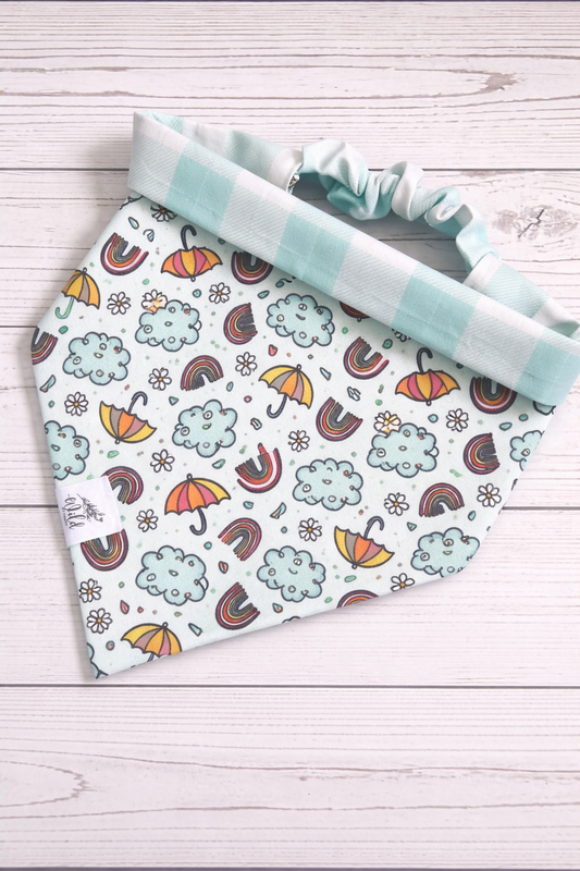 "Sunshowers and Rainbows" Reversible Pet Bandana