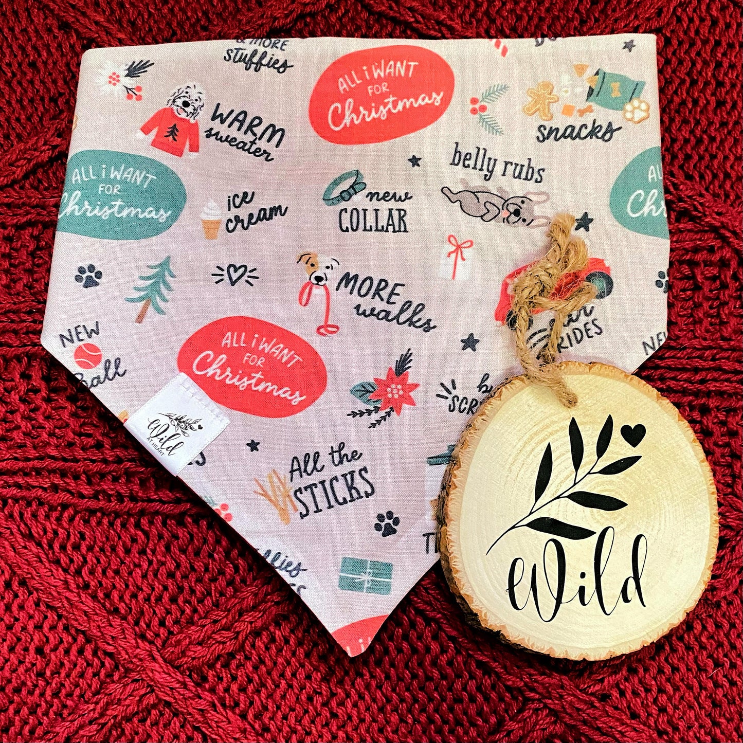 "Paw-some Christmas Wishes" Pet Bandana