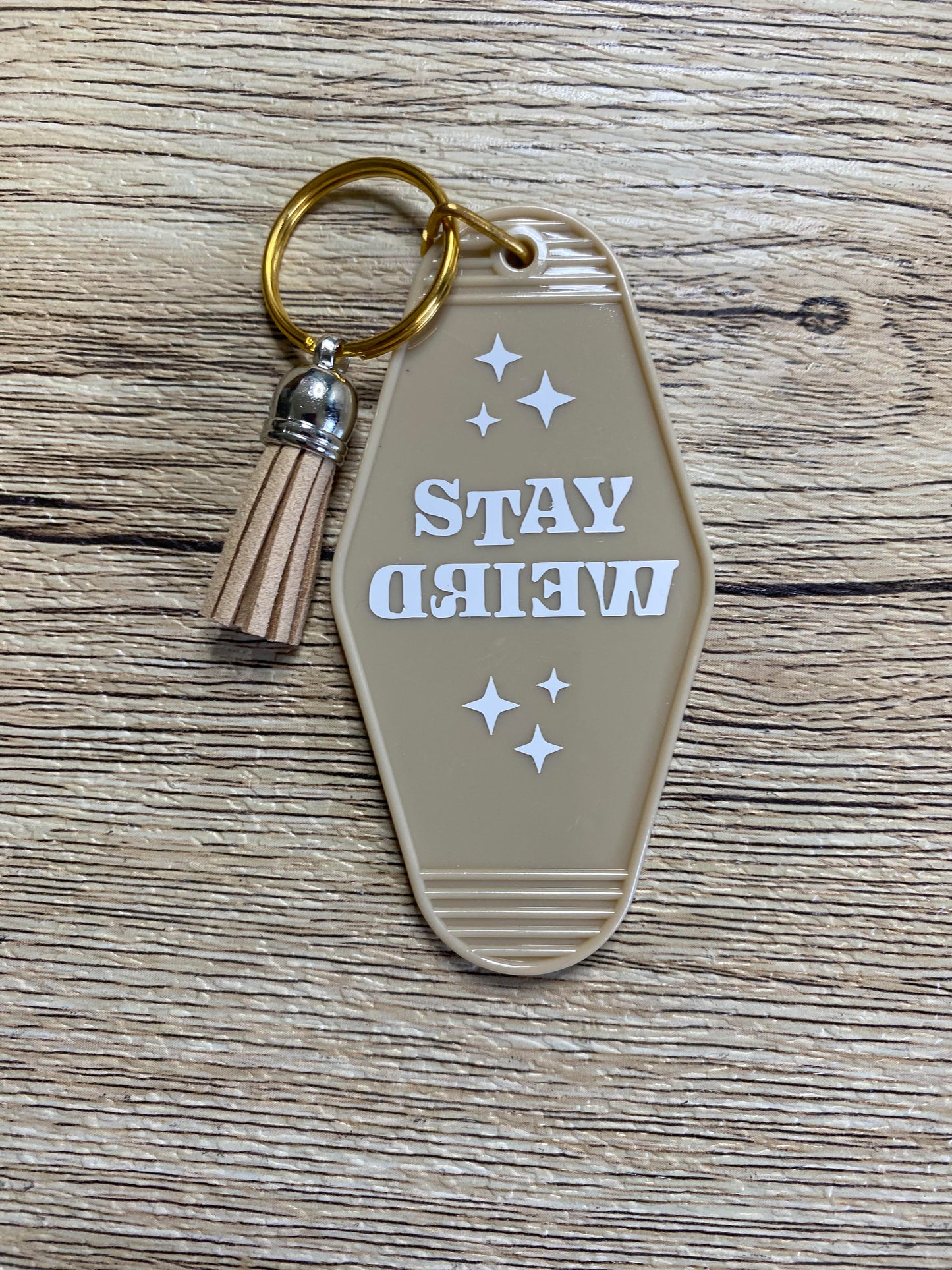 Stay Weird Vintage Motel Keychain