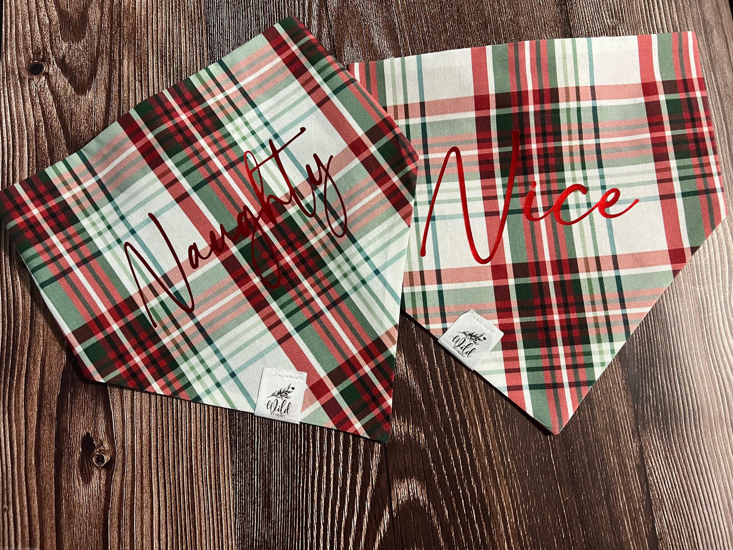 “Christmas Plaid” Pet Bandana Set
