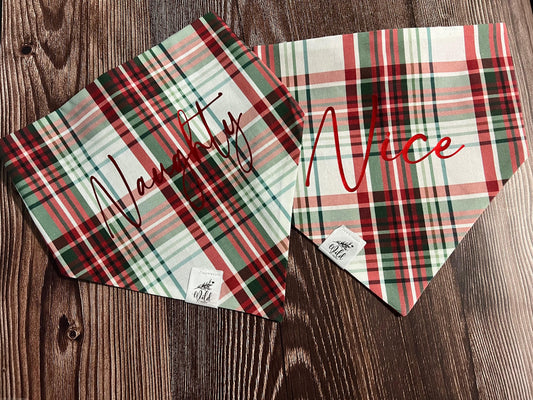 “Christmas Plaid” Pet Bandana Set