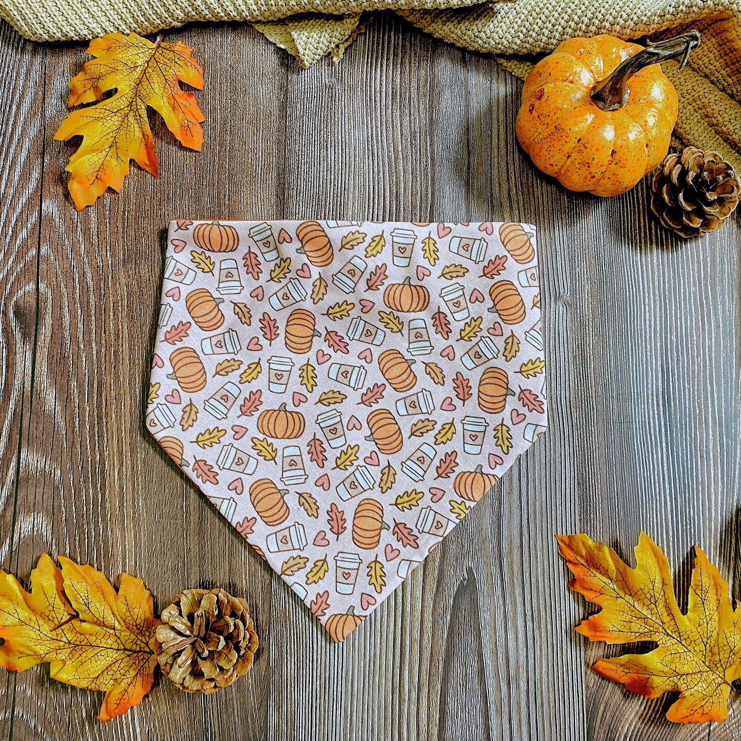 "Pumpkin Heart Latte" Pet Bandana