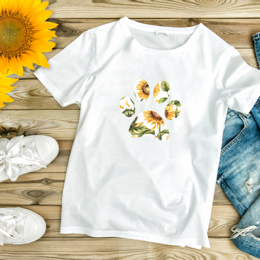 Sunflower Paw Print Tee Shirt