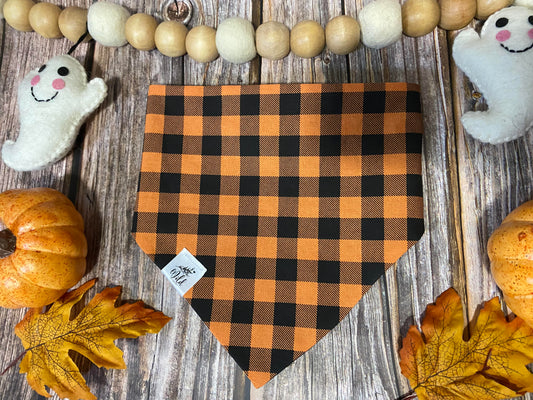 "Pumpkin Patch Plaid" Pet Bandana